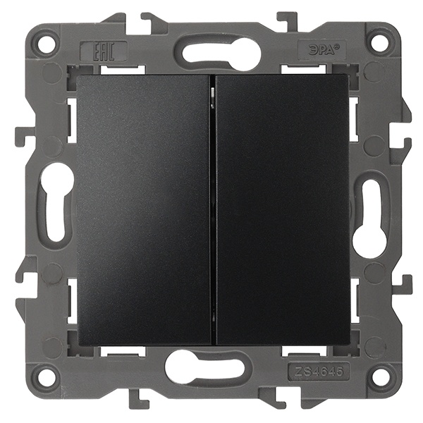 Переключатель двойной ЭРА 10АХ-250В IP20 Elegance антрацит 14-1106-05