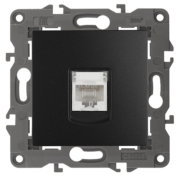 Розетка ЭРА RJ45 кат.5е IP20 Elegance антрацит 14-3107-05