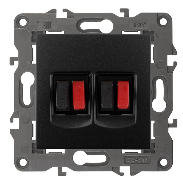 Розетка аудио двойная ЭРА IP20 Elegance антрацит 14-3112-05