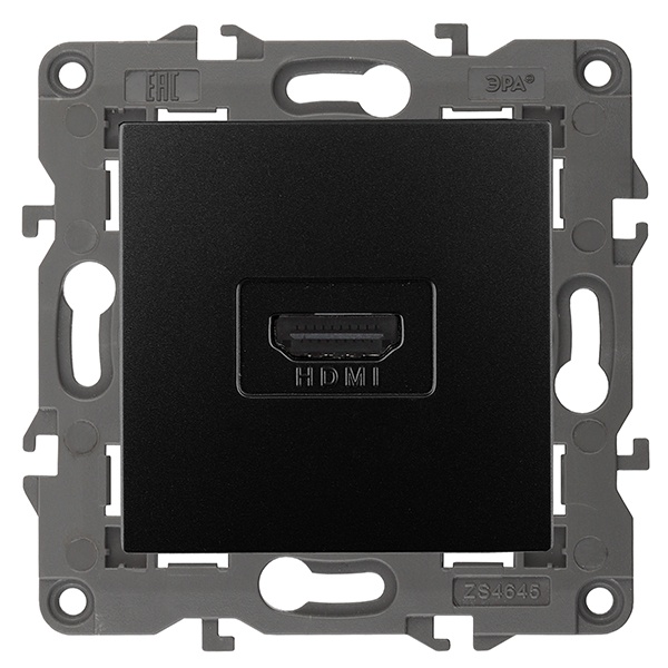Розетка ЭРА HDMI IP20 Elegance антрацит 14-3114-05