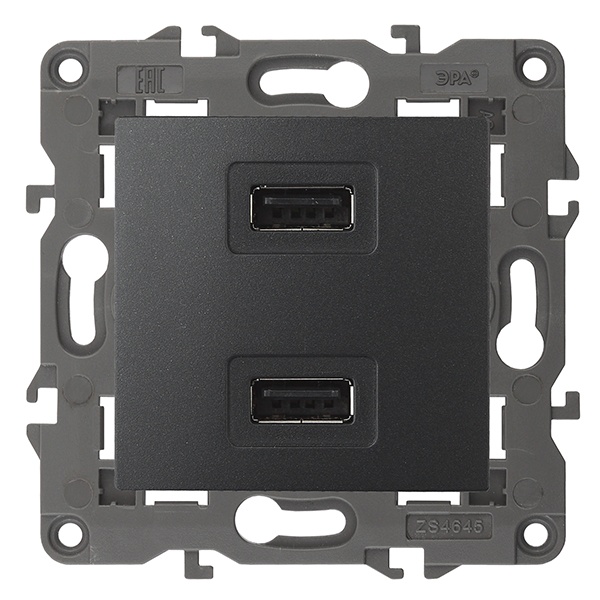 Устройство зарядное USB ЭРА 230В/5В-2100мА IP20 Elegance антрацит 14-4110-05