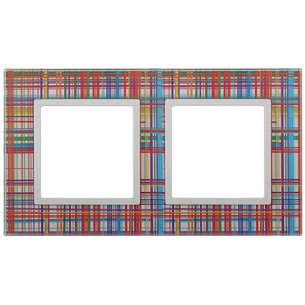 Рамка на 2 поста стекло Эра Elegance прозрачный+белый 14-5102-00