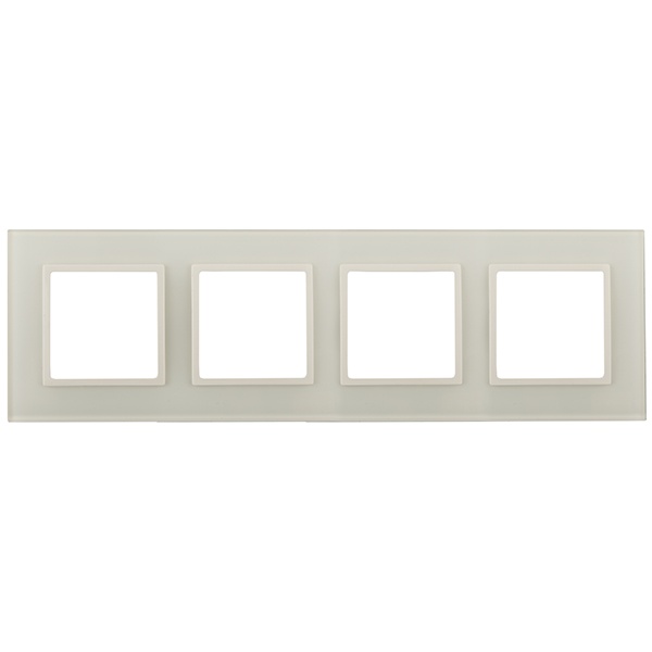 Рамка на 4 поста стекло Эра Elegance слоновая кость+слоновая кость 14-5104-02