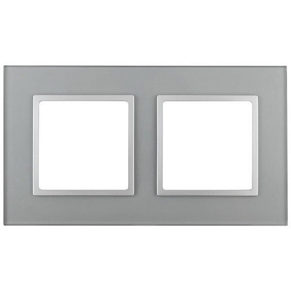 Рамка на 2 поста стекло Эра Elegance алюминий+алюминий 14-5102-03