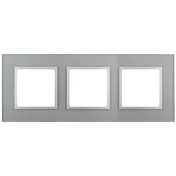 Рамка на 3 поста стекло Эра Elegance алюминий+алюминий 14-5103-03