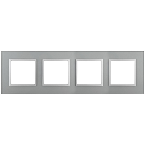 Рамка на 4 поста стекло Эра Elegance алюминий+алюминий 14-5104-03