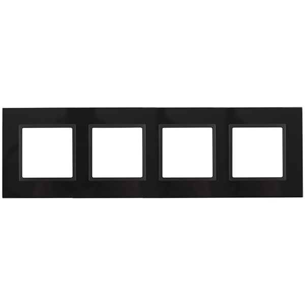 Рамка на 4 поста стекло Эра Elegance черный+антрацит 14-5104-05