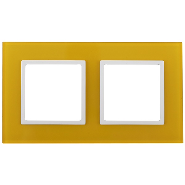Рамка на 2 поста стекло Эра Elegance жёлтый+белый 14-5102-21