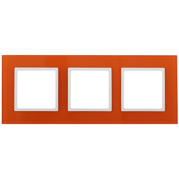 Рамка на 3 поста стекло Эра Elegance оранжевый+белый 14-5103-22