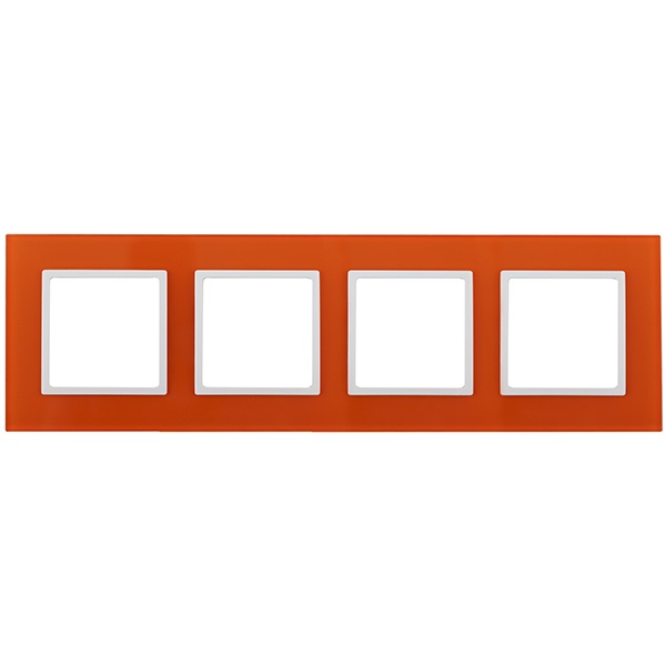 Рамка на 4 поста стекло Эра Elegance оранжевый+белый 14-5104-22