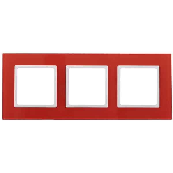 Рамка на 3 поста стекло Эра Elegance красный+белый 14-5103-23