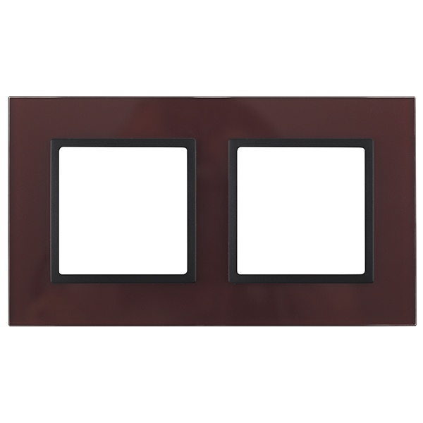 Рамка на 2 поста стекло Эра Elegance бордо+антрацит 14-5102-25