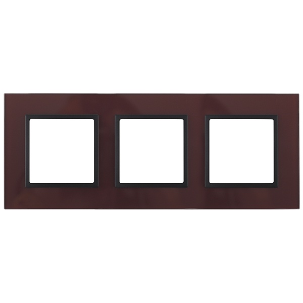 Рамка на 3 поста стекло Эра Elegance бордо+антрацит 14-5103-25