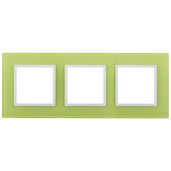 Рамка на 3 поста стекло Эра Elegance лайм+белый 14-5103-26