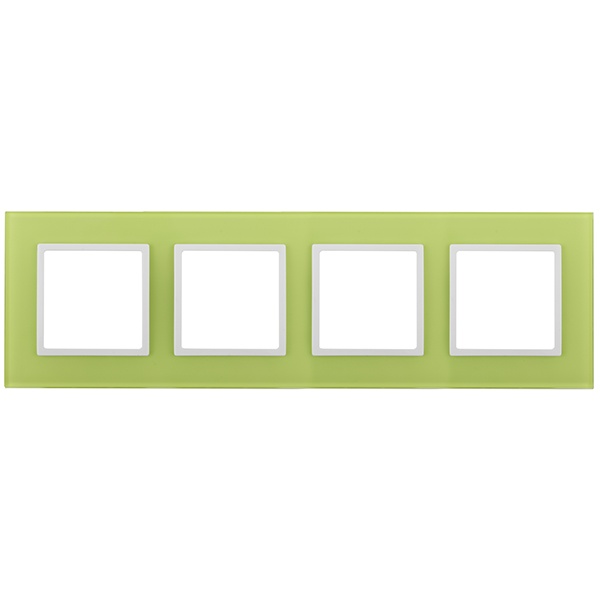 Рамка на 4 поста стекло Эра Elegance лайм+белый 14-5104-26