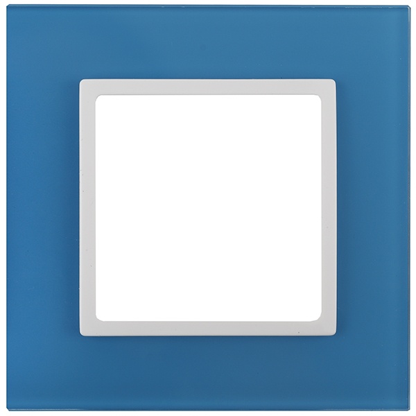 Рамка на 1 пост стекло Эра Elegance голубой+белый 14-5101-28