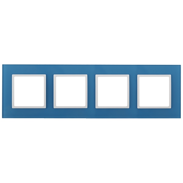 Рамка на 4 поста стекло Эра Elegance голубой+белый 14-5104-28