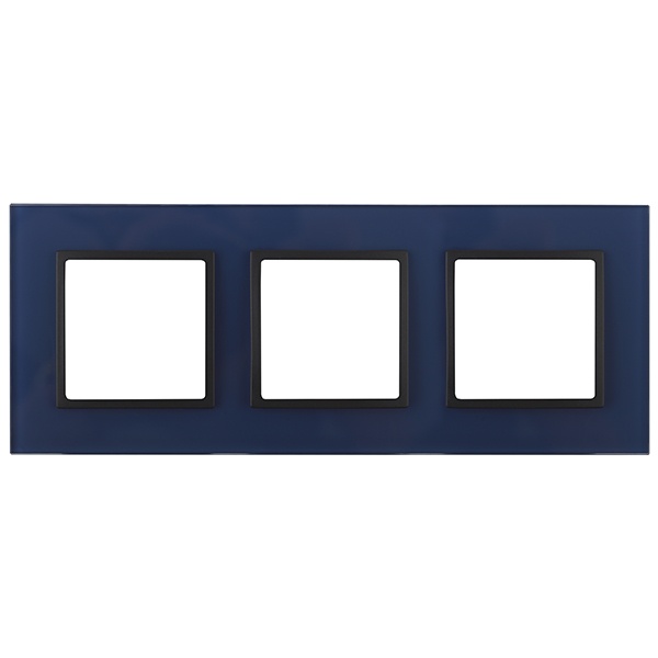 Рамка на 3 поста стекло Эра Elegance синий+антрацит 14-5103-29