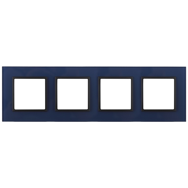Рамка на 4 поста стекло Эра Elegance синий+антрацит 14-5104-29