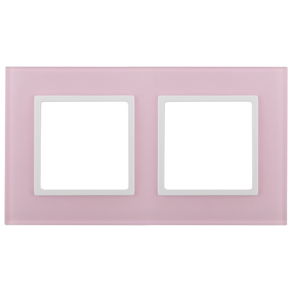 Рамка на 2 поста стекло Эра Elegance розовый+белый 14-5102-30