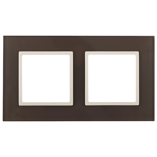 Рамка на 2 поста стекло Эра Elegance мокко+слоновая кость 14-5102-31