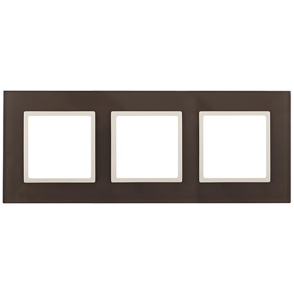 Рамка на 3 поста стекло Эра Elegance мокко+слоновая кость 14-5103-31