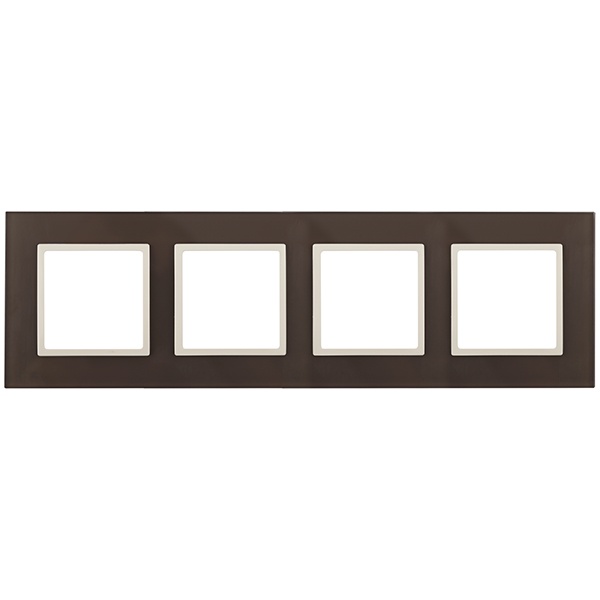 Рамка на 4 поста стекло Эра Elegance мокко+слоновая кость 14-5104-31
