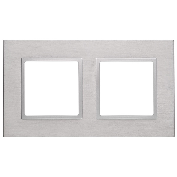 Рамка на 2 поста металл Эра Elegance алюминий+алюминий 14-5202-03