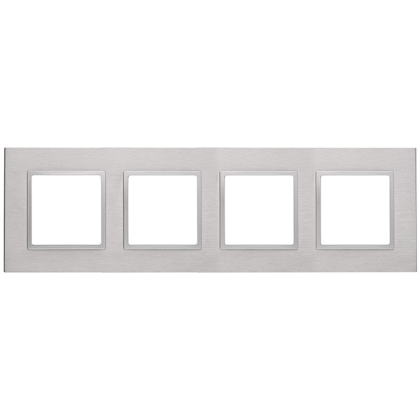 Рамка на 4 поста металл Эра Elegance алюминий+алюминий 14-5204-03