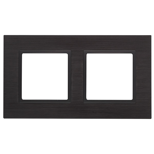 Рамка на 2 поста металл Эра Elegance черный+антрацит 14-5202-05