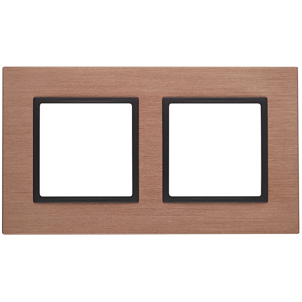 Рамка на 2 поста металл Эра Elegance медь+антрацит 14-5202-14