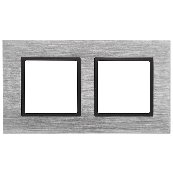 Рамка на 2 поста металл Эра Elegance сталь+антрацит 14-5202-41