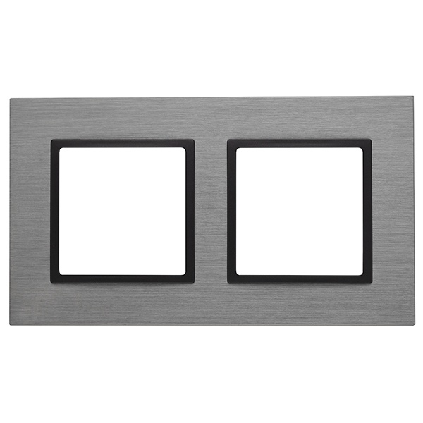 Рамка на 2 поста металл Эра Elegance титан+антрацит 14-5202-42