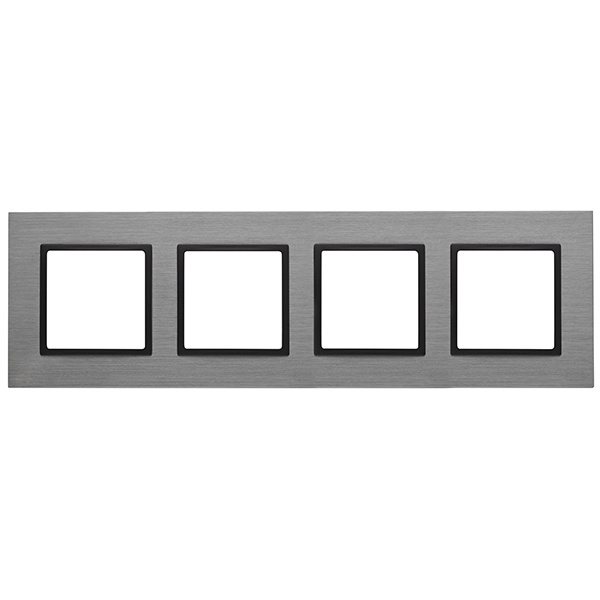 Рамка на 4 поста металл Эра Elegance титан+антрацит 14-5204-42