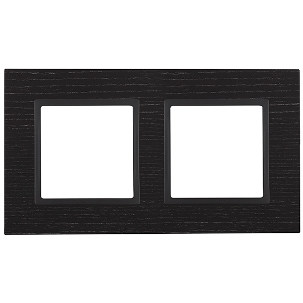 Рамка на 2 поста дерево Эра Elegance чёрное дерево+антрацит 14-5302-05