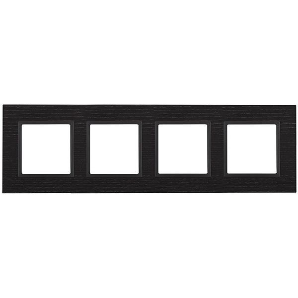 Рамка на 4 поста дерево Эра Elegance чёрное дерево+антрацит 14-5304-05