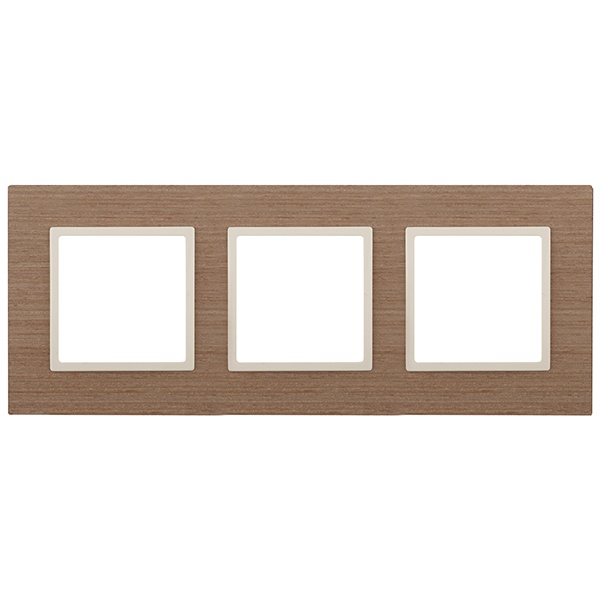 Рамка на 3 поста дерево Эра Elegance ясень+слоновая кость 14-5303-07