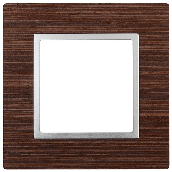 Рамка на 1 пост дерево Эра Elegance венге+алюминий 14-5301-10