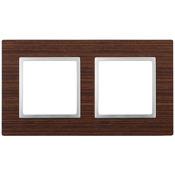 Рамка на 2 поста дерево Эра Elegance венге+алюминий 14-5302-10