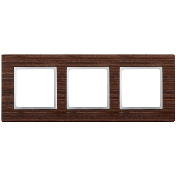 Рамка на 3 поста дерево Эра Elegance венге+алюминий 14-5303-10