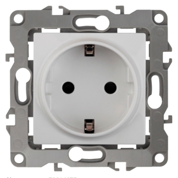 Розетка ЭРА 2P+E Schuko 16A-250В IP20 без лапок 12, белый 12-2001-01