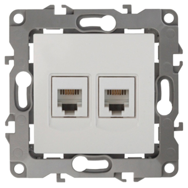 Розетка телефонная двойная ЭРА 2XRJ11 IP20 12, белый 12-3106-01