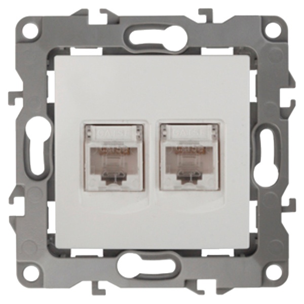 Розетка информационная двойная ЭРА 2XRJ45 кат.5е IP20 12, белый 12-3108-01