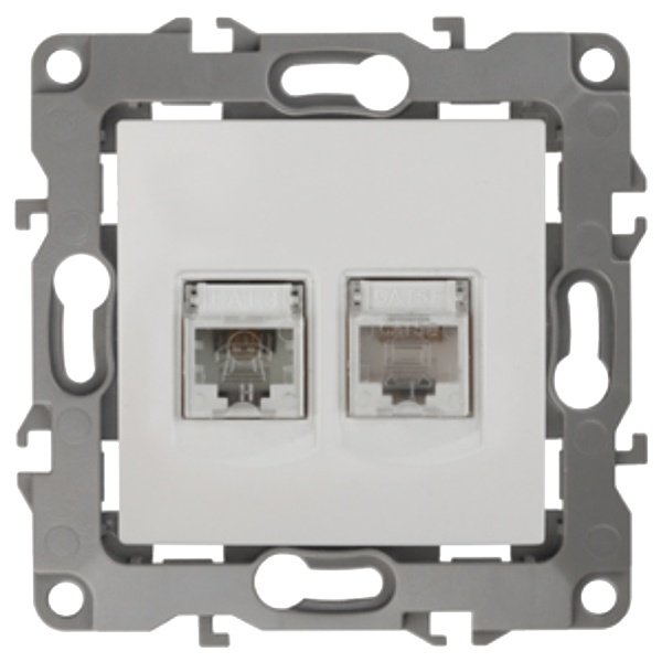 Розетка комбинированная ЭРА RJ45 кат.5е +RJ11 IP20 12, белый 12-3109-01