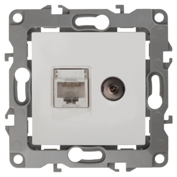 Розетка комбинированная ЭРА RJ45 кат.5е +TV IP20 12, белый 12-3110-01