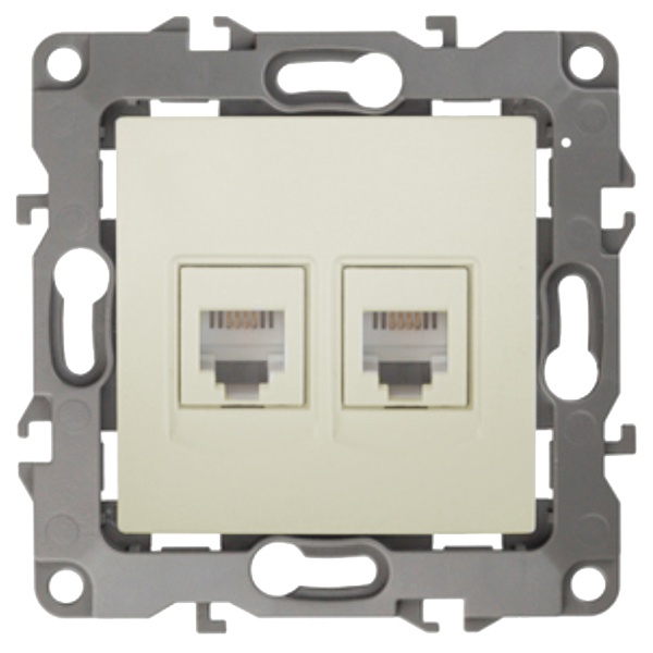 Розетка телефонная двойная ЭРА 2XRJ11 IP20 12, слоновая кость 12-3106-02 (бежевый)