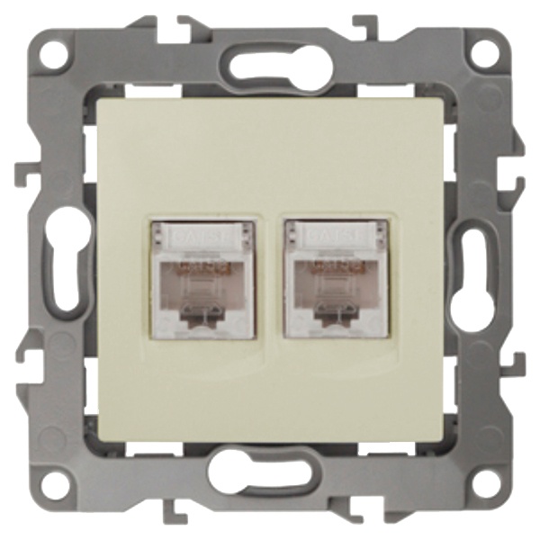 Розетка информационная двойная ЭРА 2XRJ45 кат.5е IP20 12, слоновая кость 12-3108-02 (бежевый)
