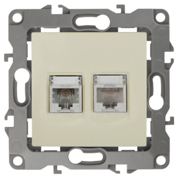 Розетка комбинированная ЭРА RJ45 кат.5е +RJ11 IP20 12, слоновая кость 12-3109-02 (бежевый)