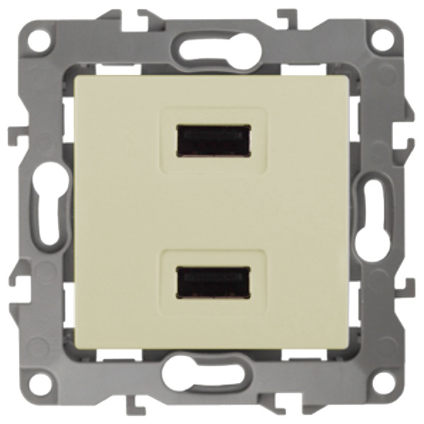 Устройство зарядное USB ЭРА 230В/5В-2100мА IP20 12, слоновая кость 12-4110-02 (бежевый)