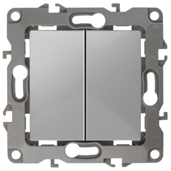 Переключатель двойной ЭРА 10АХ-250В IP20 12, алюминий 12-1106-03